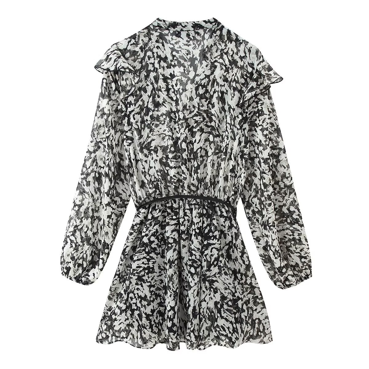 Belted Western Print Mini Dress