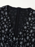 Printed Long-Sleeve V-Neck Dress