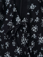 Printed Long-Sleeve V-Neck Dress