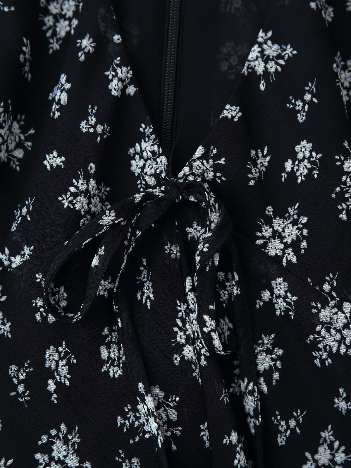 Printed Long-Sleeve V-Neck Dress