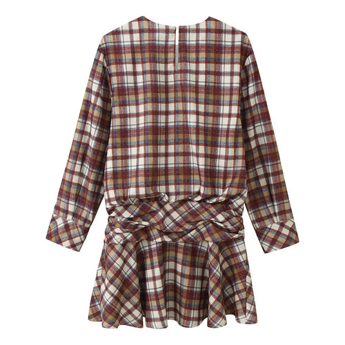 Women Clothing Fashionable Plaid Mini Dress