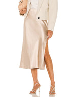 Women's Satin Midi Office Skirt