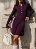 Buttoned Knit Cardigan Mini Dress
