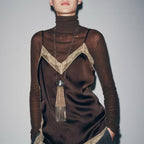 Women’s Dark Brown Lace V Neck Camisole
