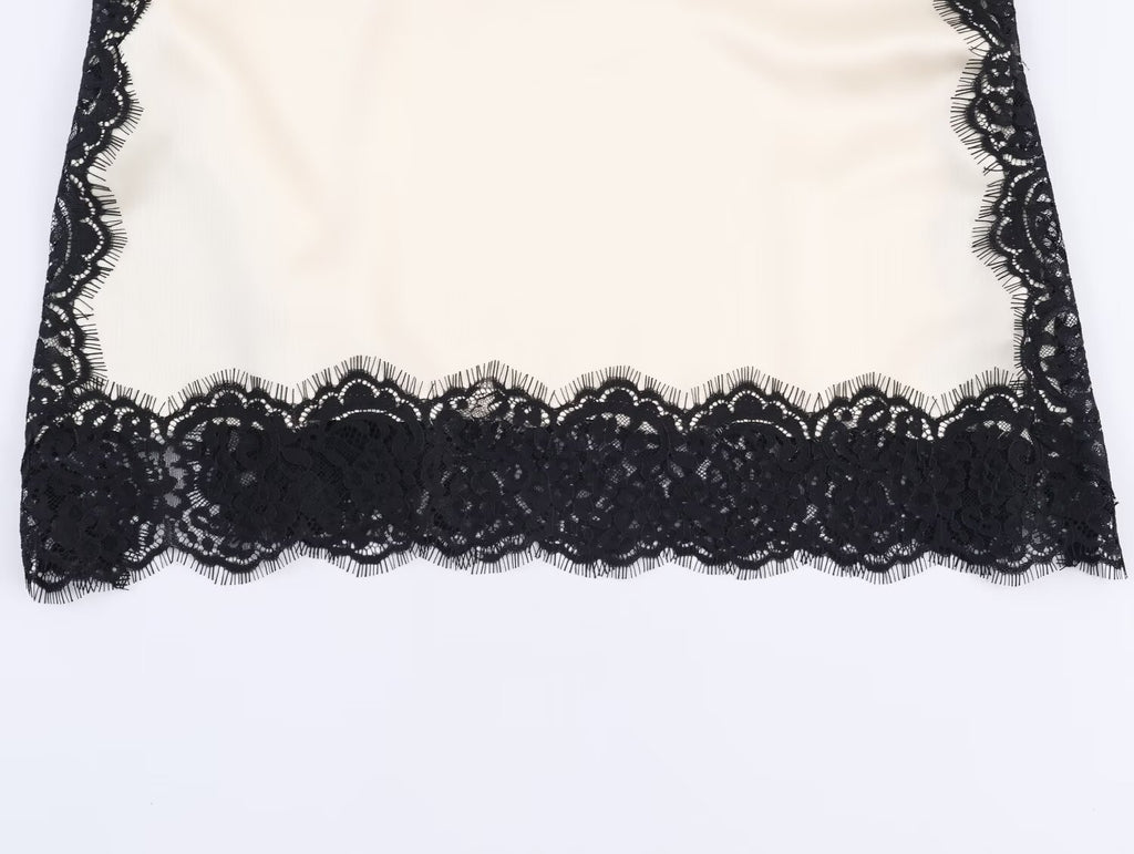 Autumn Silk Satin Texture Lace Sexy Camisole