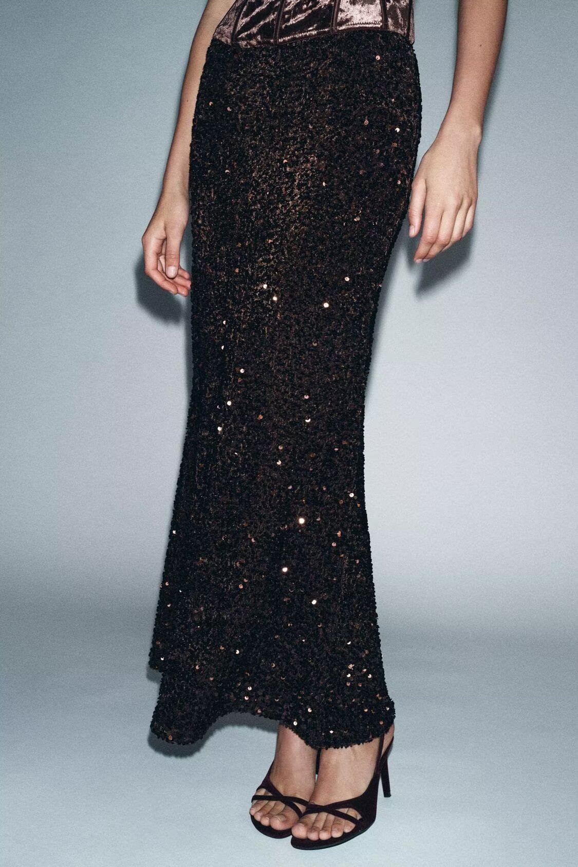 Winter High Waist Beads Decoration Long Skirt