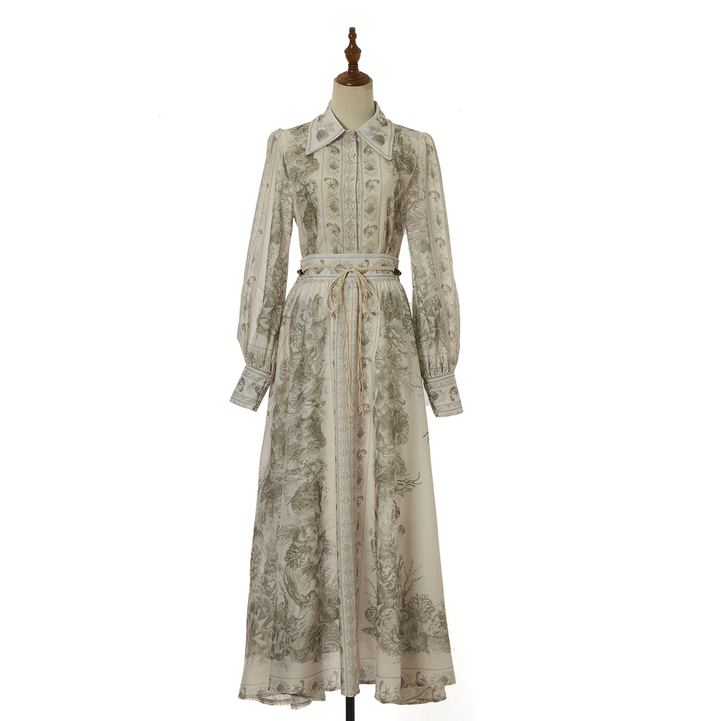 Women's Printed Shirt & Midi Skirt Two-Piece Set