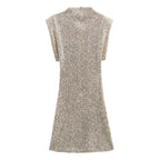 Sequin Crew-Neck Sleeveless Bodycon Mini Dress