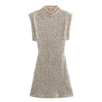 Sequin Crew-Neck Sleeveless Bodycon Mini Dress
