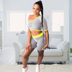 Women's Single Sleeve Striped Sports Coordinated Two-Piece Set