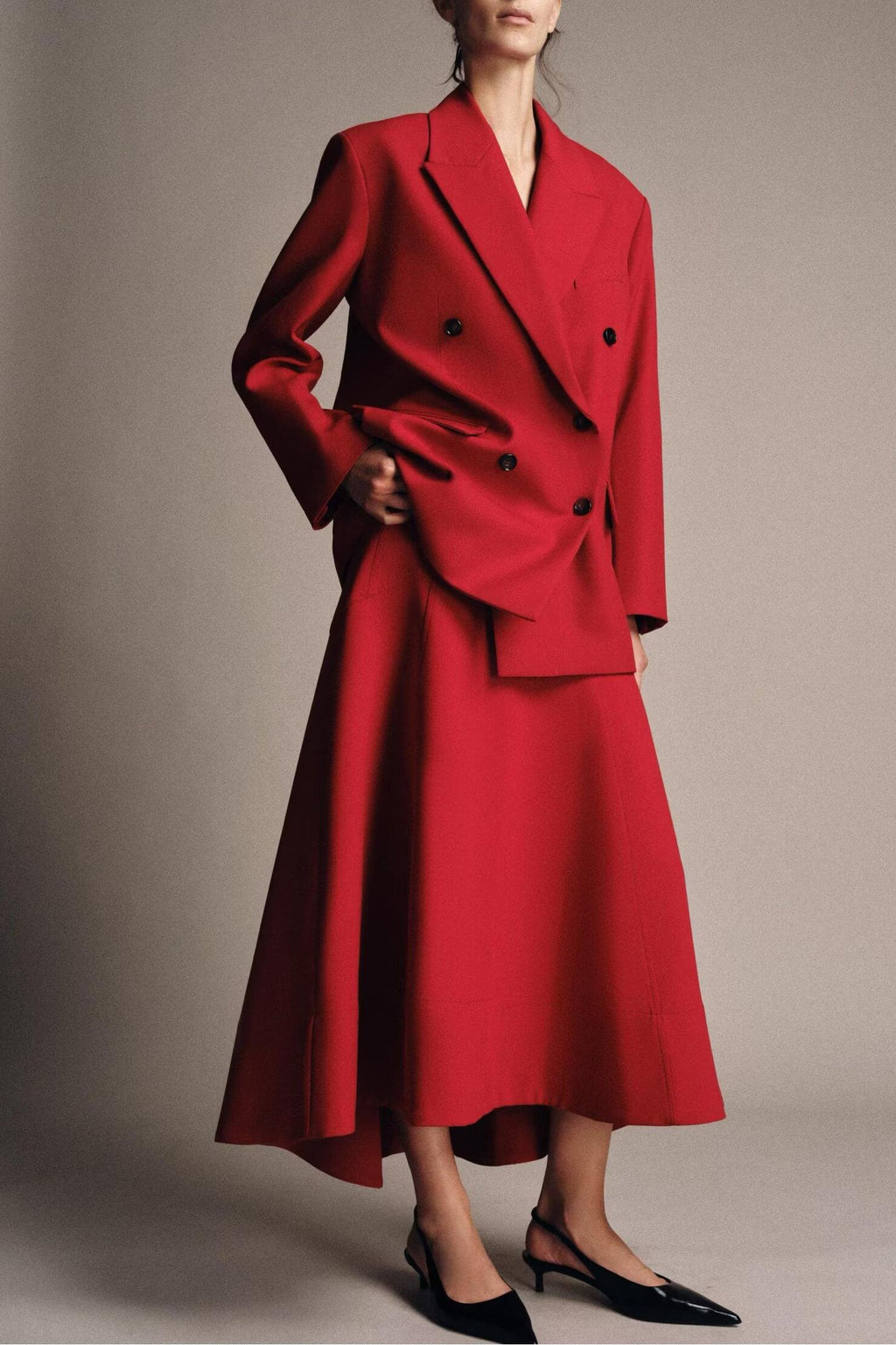 Women's Midi Skirt Suit Two-Piece Set