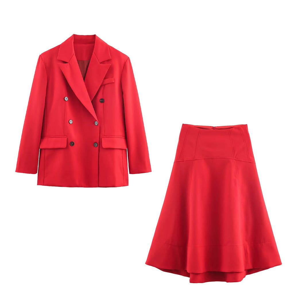 Women's Midi Skirt Suit Two-Piece Set