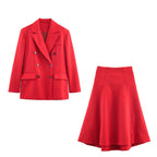 Women's Midi Skirt Suit Two-Piece Set