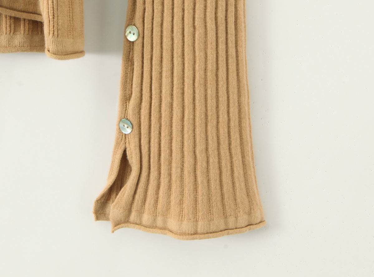 Women's Knit V-Neck Long-Sleeve Top and Skirt Two-Piece Set