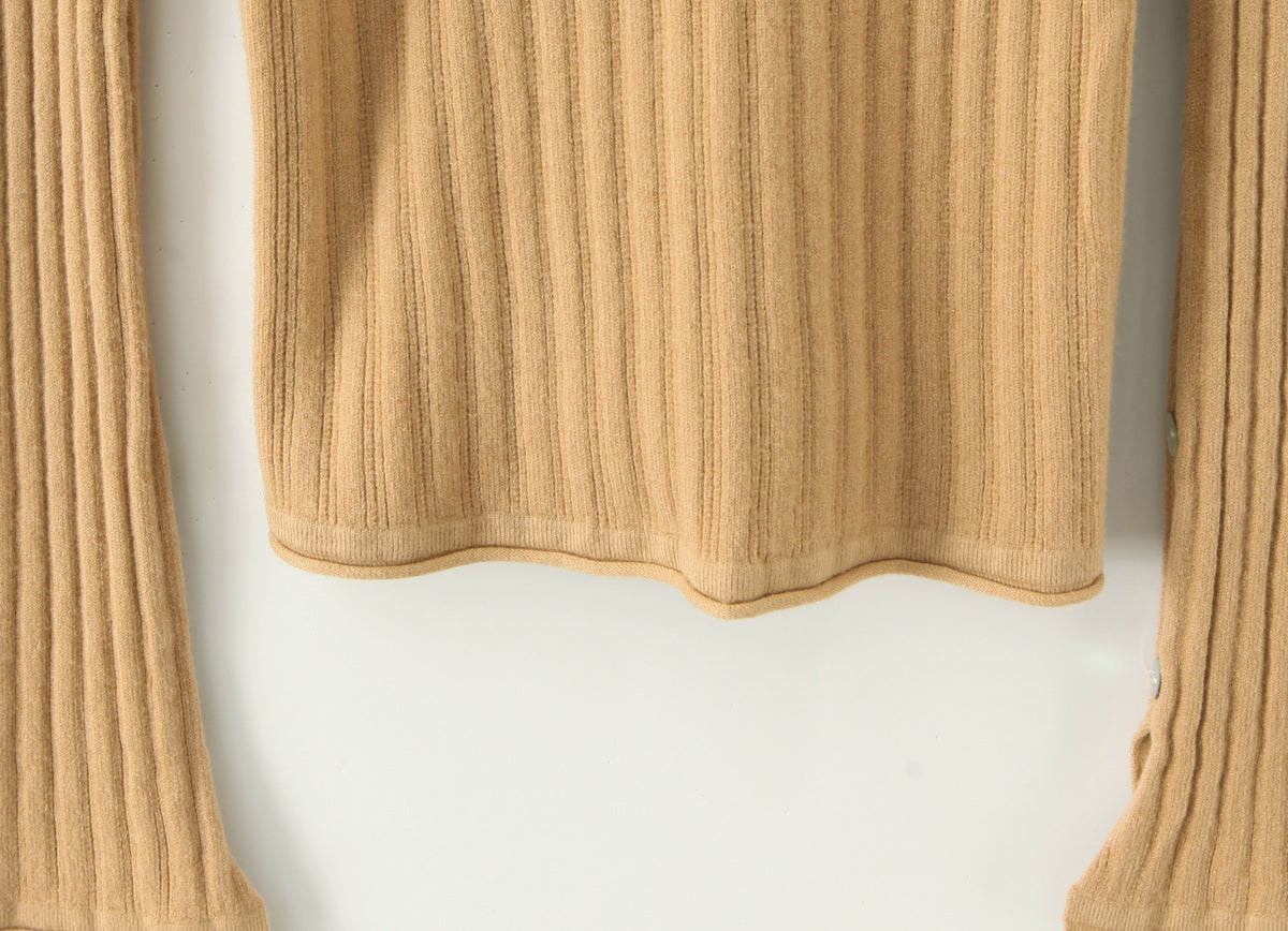 Women's Knit V-Neck Long-Sleeve Top and Skirt Two-Piece Set