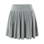 Women's Knit Pleated V-Neck Skirt Suit Two-Piece Set