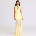Women's Cutout Tube Top Cinched Waist See-through Fishtail Dress Dress