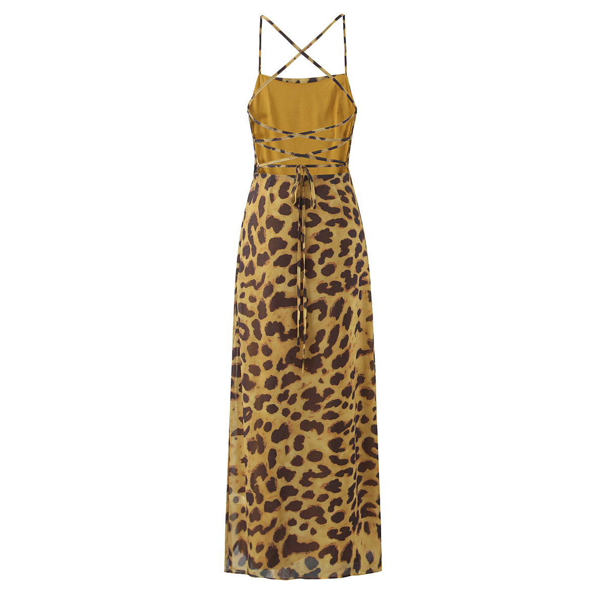 Classic Printing Lace Up Backless Dress