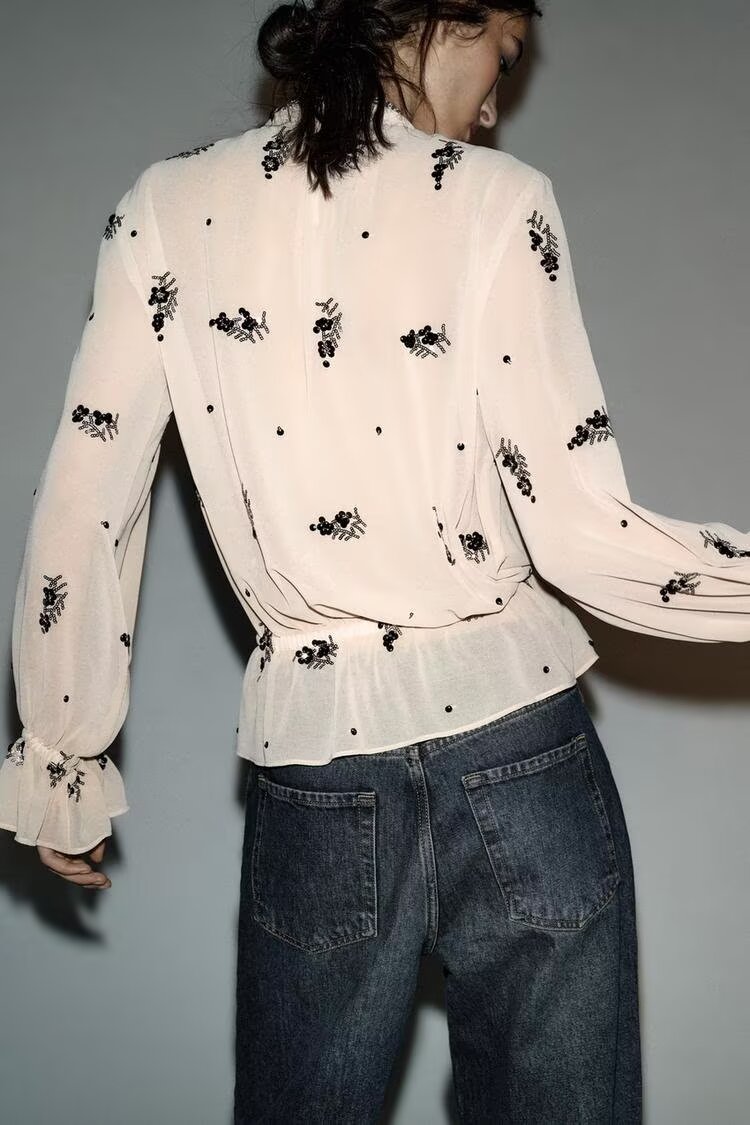Women's Temperamental Sequin Translucent Shirt