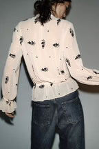Women's Temperamental Sequin Translucent Shirt