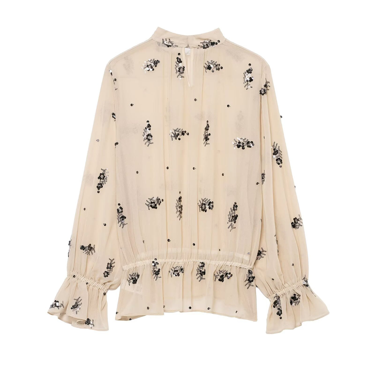 Women's Temperamental Sequin Translucent Shirt
