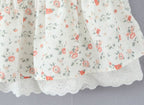 Lace Stitching Print Tight Waist Puff Sleeve Super Fairy Princess