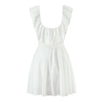 Women's French Sexy Deep U Neck Fitted Waist Bowknot Lace Up Dress Slim Fit Slimming Sexy Vest Dress