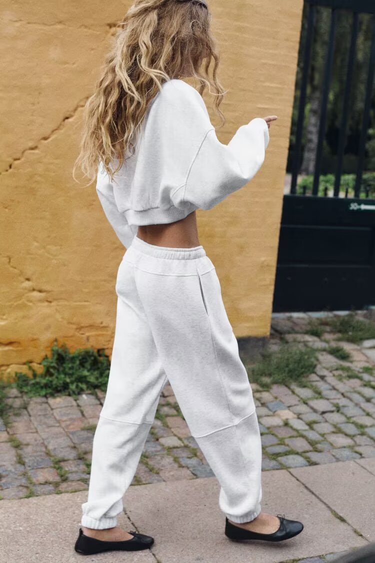 Casual Autumn Winter Loose Sports Sweater Sweatpants Two-Piece Set