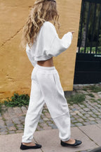 Casual Autumn Winter Loose Sports Sweater Sweatpants Two-Piece Set