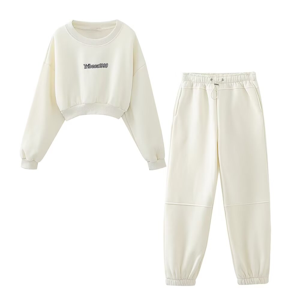 Casual Autumn Winter Loose Sports Sweater Sweatpants Two-Piece Set