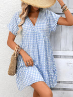 Plaid Short-Sleeve Casual Dress