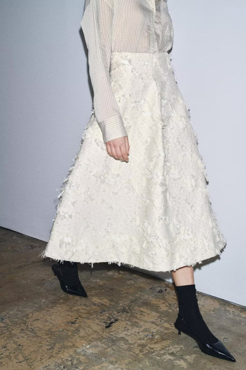 Women Temperamental Tassels Furry Umbrella Skirt Structure Midi Dress