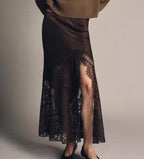 Lace Silk Satin Skirt
