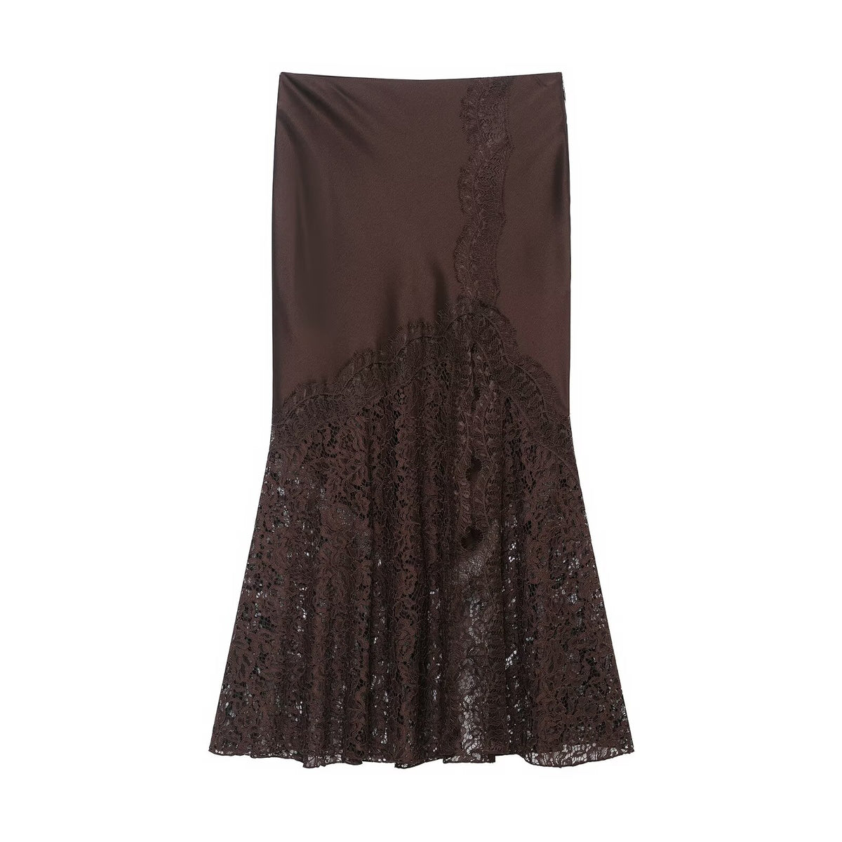 Lace Silk Satin Skirt