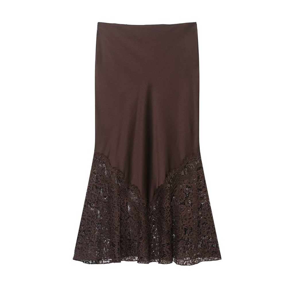 Lace Silk Satin Skirt