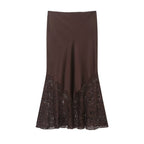 Lace Silk Satin Skirt