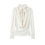 Women's Silk Satin Texture Bowknot Decoration Backless Shirt