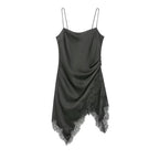 Women's Elegant Boat Neck Irregular Asymmetric Spaghetti Strap Dress