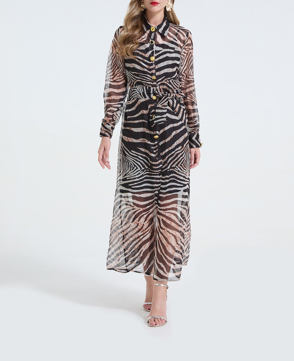 Women's 's Leopard Print Tie-Waist Dress