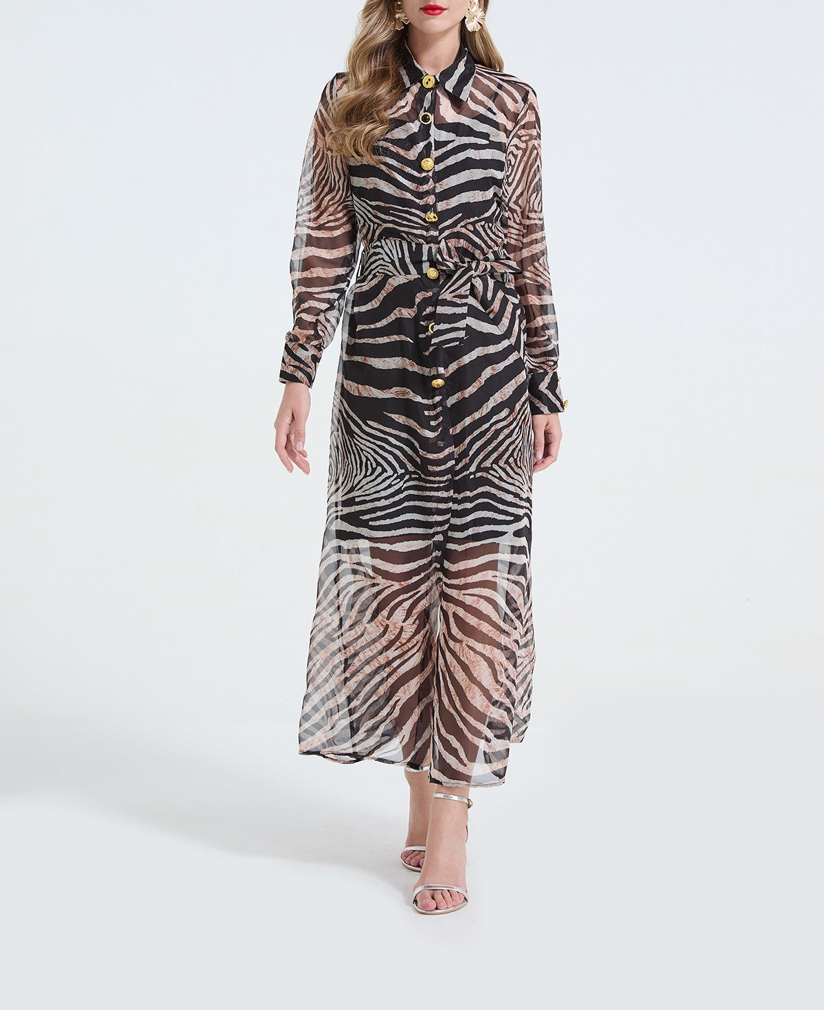 Women's 's Leopard Print Tie-Waist Dress