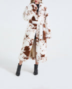 Women's 's Leopard Print Faux Fur Coat