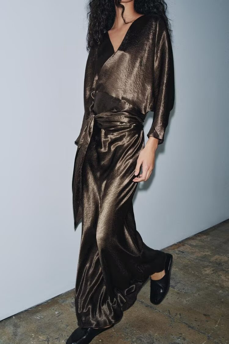 Women's Double Breasted Satin Look Dress