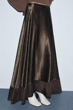 Popular Beautiful Silk Satin Texture Midi Skirts Skirt