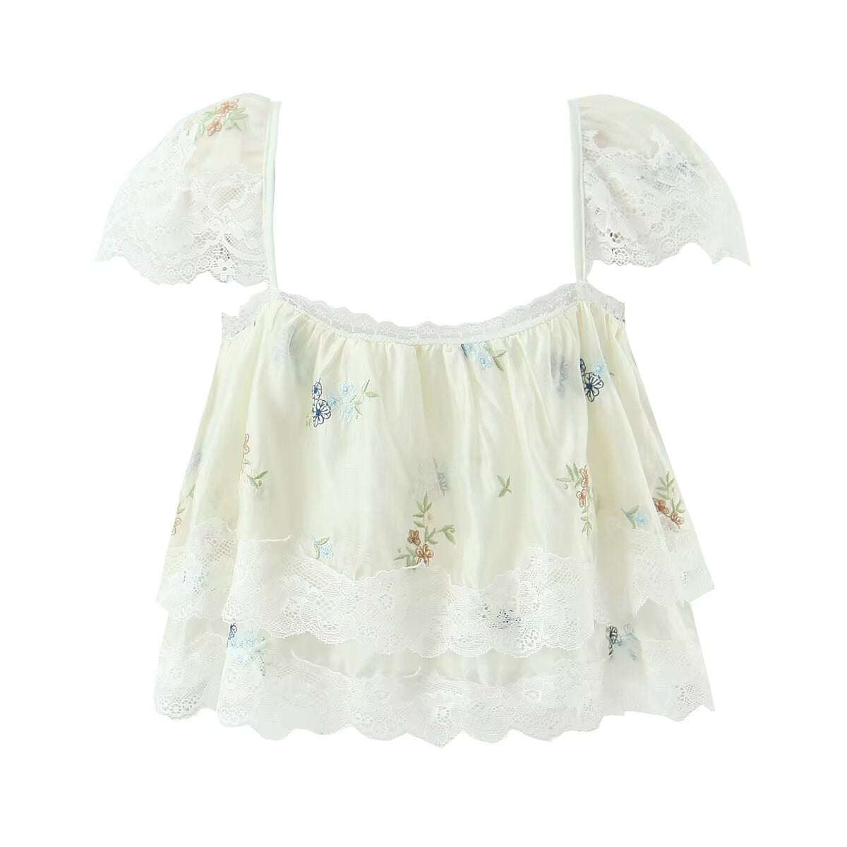 Women's Lothing Embroidered Floral Strap Shirt and Skirt Two-Piece Set