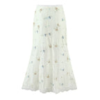Women's Lothing Embroidered Floral Strap Shirt and Skirt Two-Piece Set