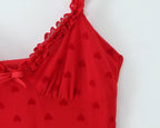Polka-Dot Ruffled V-Neck Strap Dress