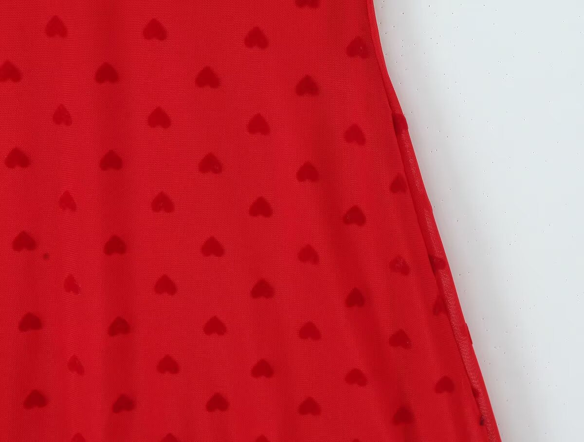 Polka-Dot Ruffled V-Neck Strap Dress