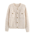 Women's Special Yarn Blended Classic Button Long-Sleeve Cardigan