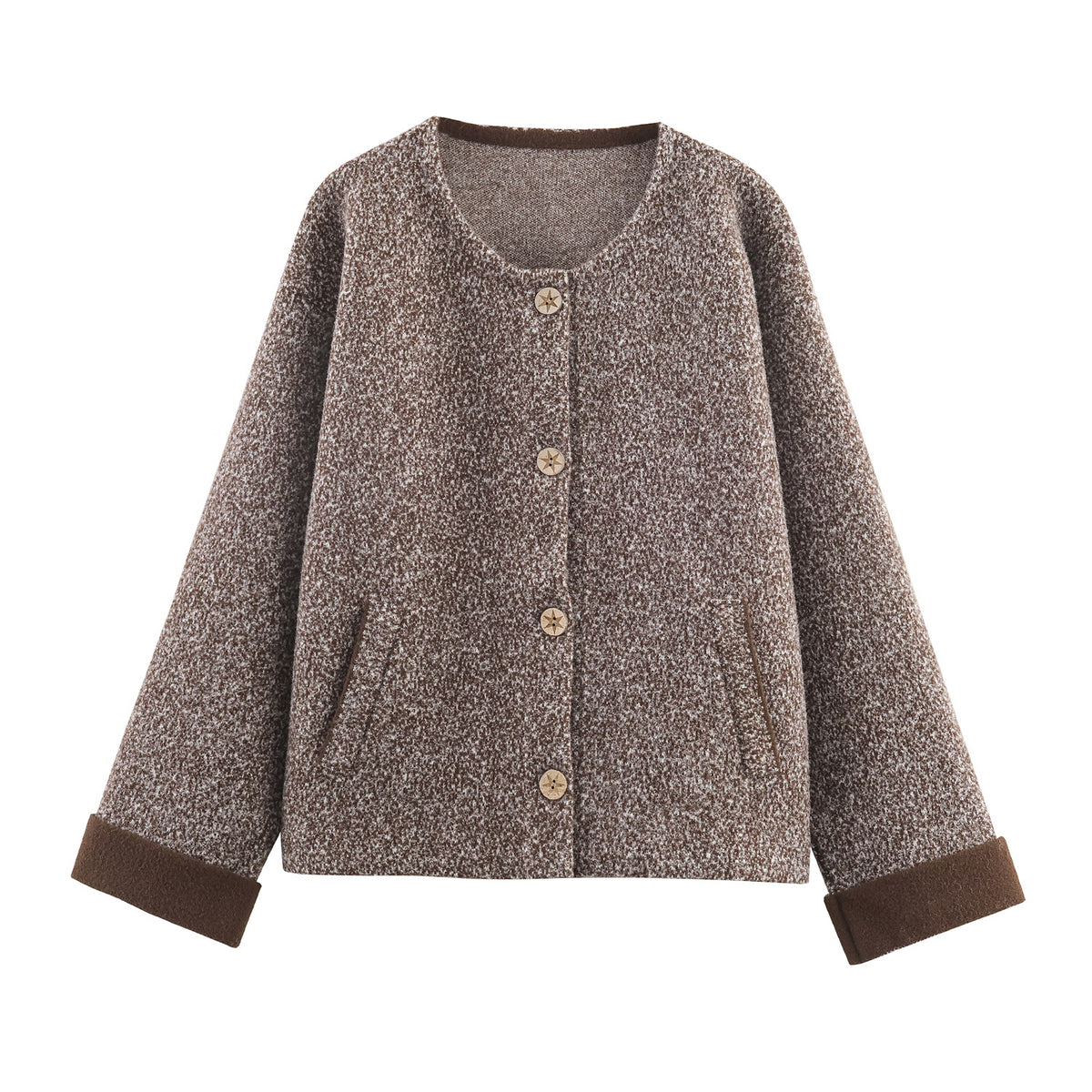 Women's Winter Arabesquitic Fabric Retro Crew Neck Cocoon Sweater