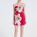 Women's 's Floral Embroidered Strapless Dress